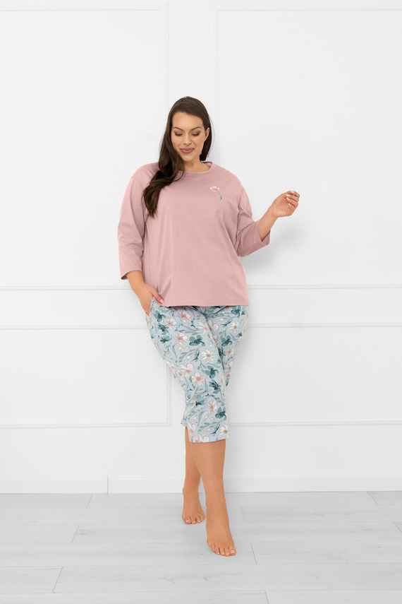 Dámské pyžamo Perlis - 3/4 rukáv a kalhoty, bavlna Italian Fashion