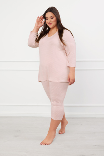 Puntini Dámské 3/4 pyžamo Italian Fashion - pudrově růžové