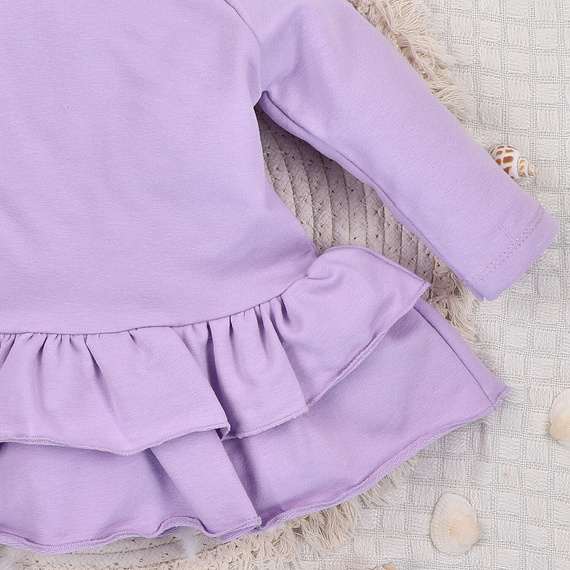 ABN-5487 Dětské šaty Underwater World Nini - organická bavlna, fialové, dlouhý rukáv