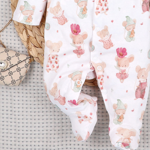 Kojenecký overal Nini Little Mouse 100% bio bavlna – pro novorozence