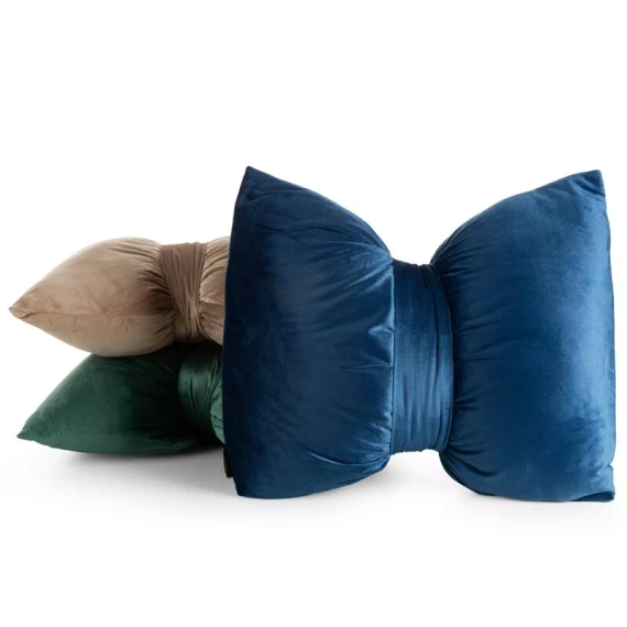 Eurofirany Vánoční polštář béžový 45x55 - sametová mašle