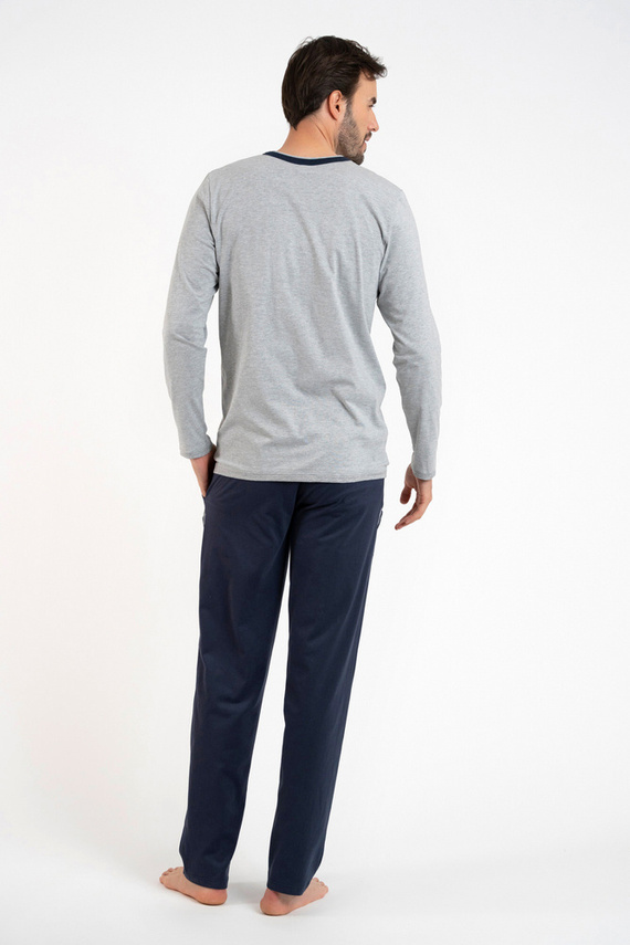 Zbyszek Pánské pyžamo s dlouhým rukávem, dlouhé kalhoty Italian Fashion - melange