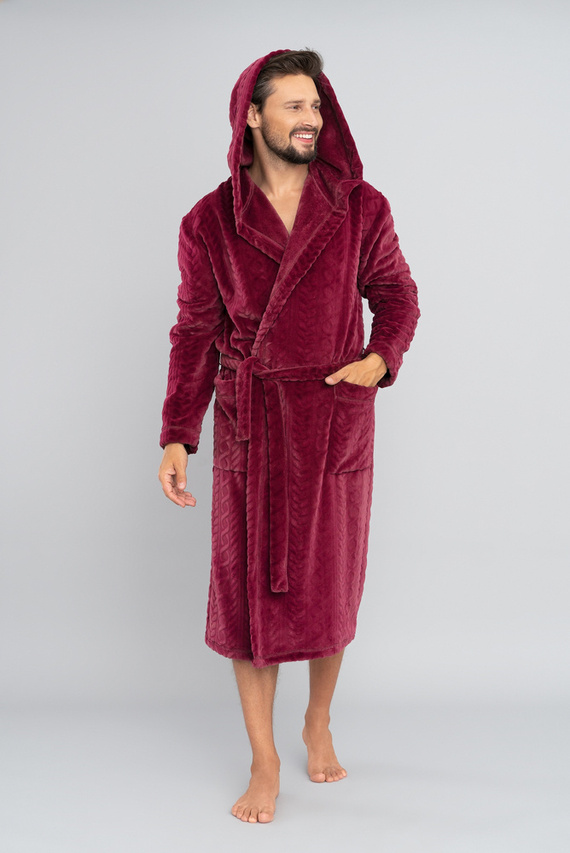 Zygmunt Pánský župan s kapucí Italian Fashion- burgundy