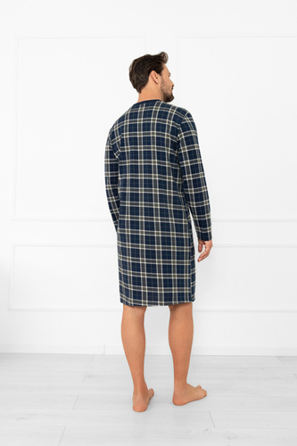 Pánská noční košile Andreas - bavlna, dlouhý rukáv, kostka Italian Fashion