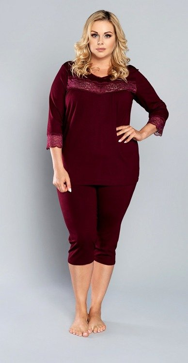 Pyžamo Izyda 3/4 rukávy, 3/4 kalhoty Italská móda - tmavě modrá