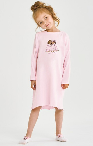 3509 Jasmina Taro pink - dívčí bavlněná noční košile s potiskem