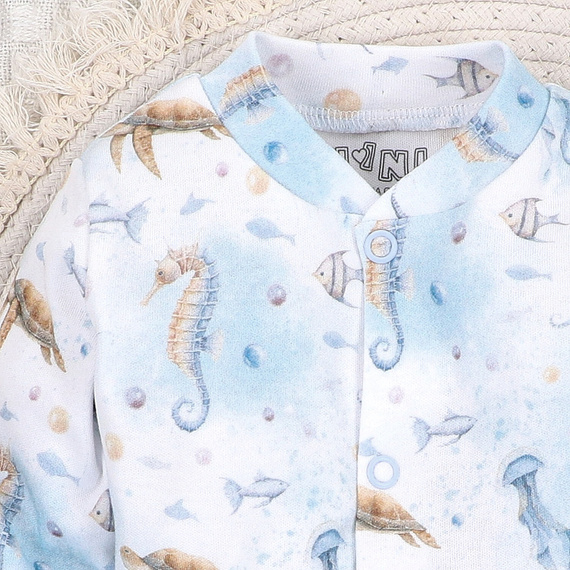 ABN-5454 Sea Of Joy Nini baby kaftan - organická bavlna, zapínání na patentky