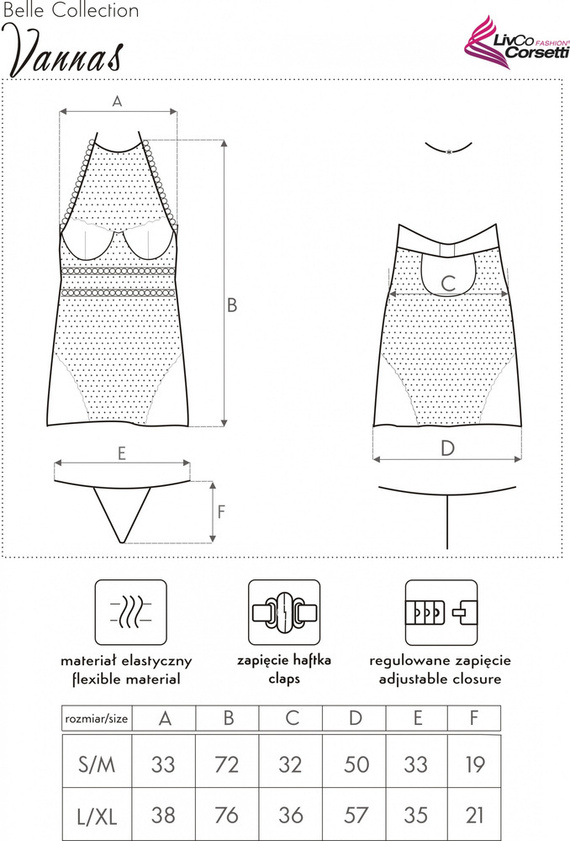 Vannas LC 90609 Set, košilka a tanga LivCo Corsetti Fashion