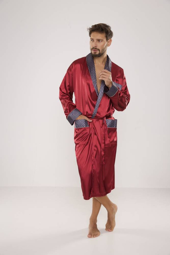 940 Forex pánský saténový župan - bordó