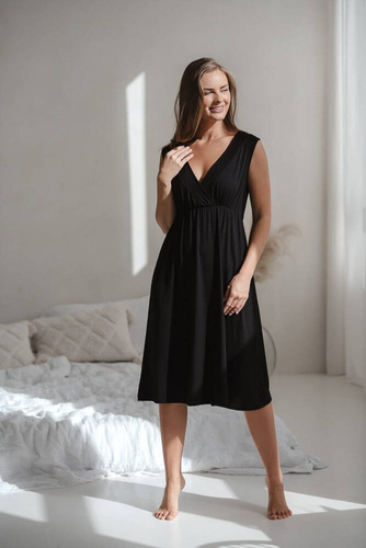 Star Light koszula nocna ciążowa i do karmienia z bambusa Milk&Love czarny