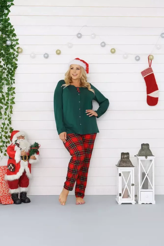 Zorza dámské pyžamo s dlouhým rukávem, kalhoty Italian Fashion - červená/potisk