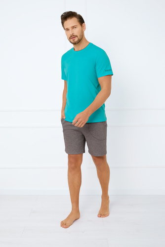 Krystian Pánské pyžamo s krátkým rukávem, šortky Italian Fashion - tyrkysové