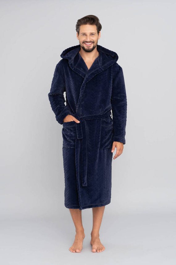 Zygmunt Pánský župan s kapucí Italian Fashion - tmavě modrý