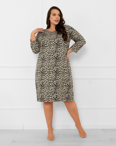 Dámská noční košile Kenia Italian Fashion - leopardí potisk, 3/4 rukávy