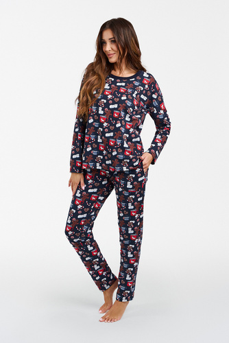 Cookies Dámské pyžamo s dlouhým rukávem a dlouhými kalhotami Italian Fashion - potisk