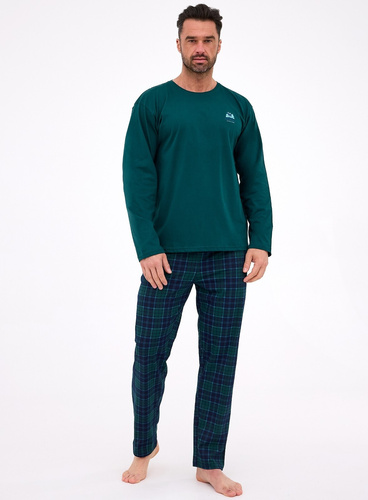 Pánské pyžamo 124/307 Denali 3 Cornette zelené - bavlna, dlouhý rukáv