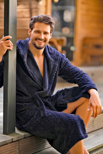 Zygmunt Pánský župan s kapucí Italian Fashion - tmavě modrý