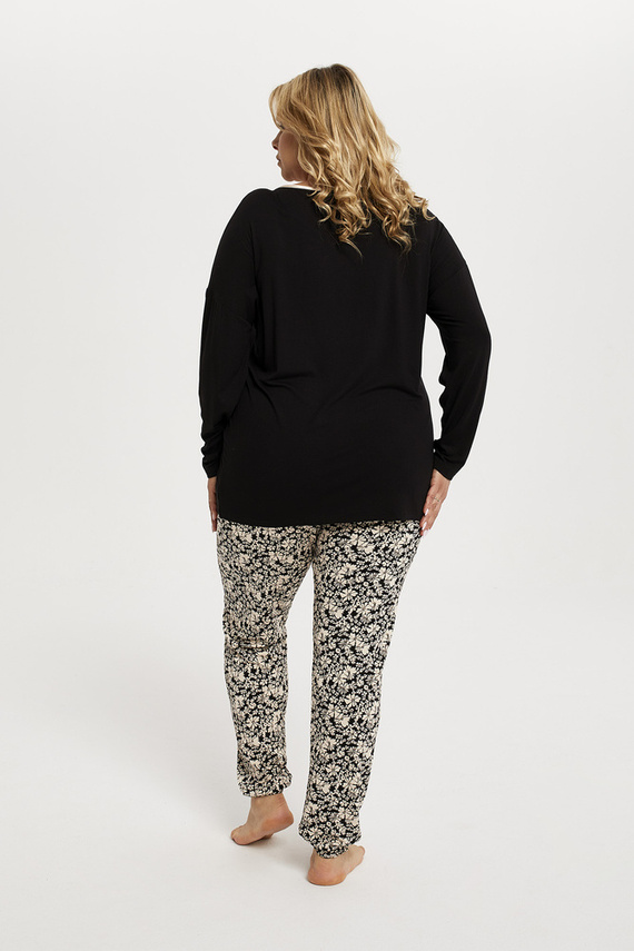 Guyana Dámské pyžamo s dlouhým rukávem, dlouhé kalhoty Italian Fashion - černá/potisk