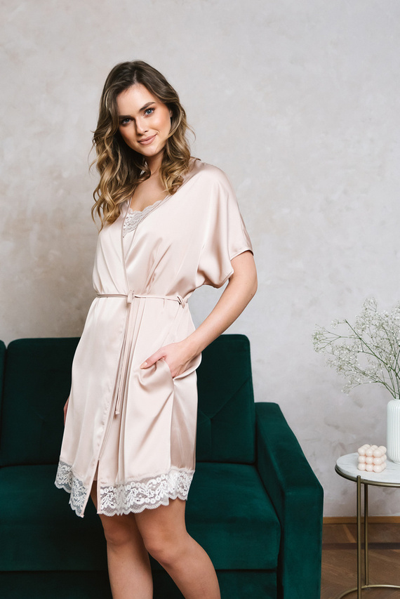 Dotykový župan s krátkým rukávem Italian Fashion - béžový