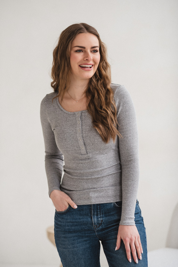 Tummy Milk&Love těhotenská a kojicí halenka viskóza light gray melange