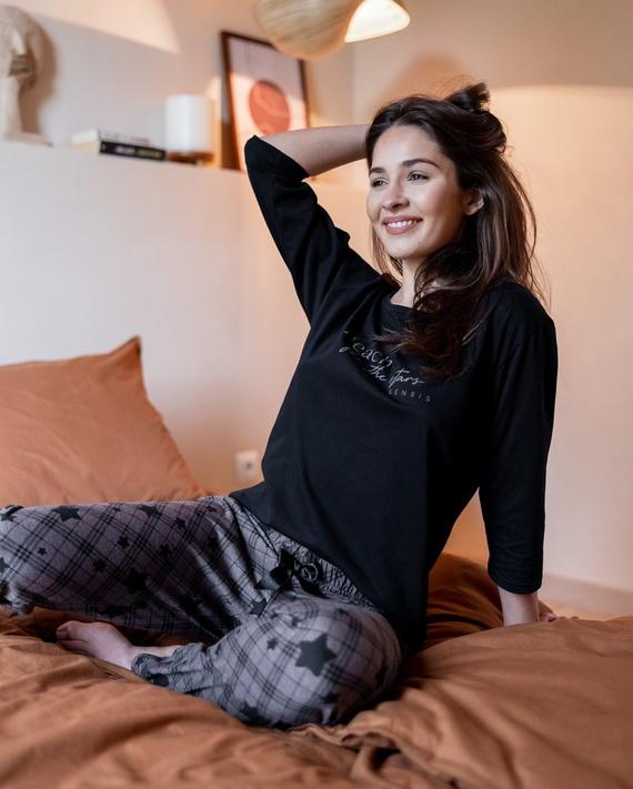 Sensis Reach For The Stars Dámské pyžamo - černohnědé