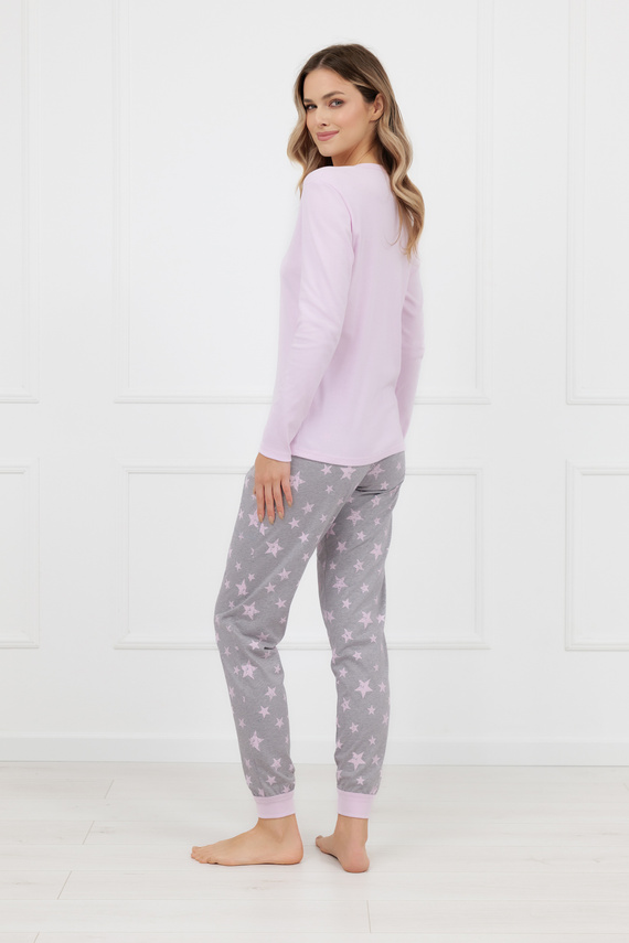 Sara Dámské pyžamo Italian Fashion růžové - bavlna, dlouhý rukáv a kalhoty