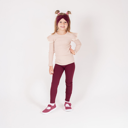 217201 Legíny Alisa Nicol - žebrovaná bavlna, vínová barva