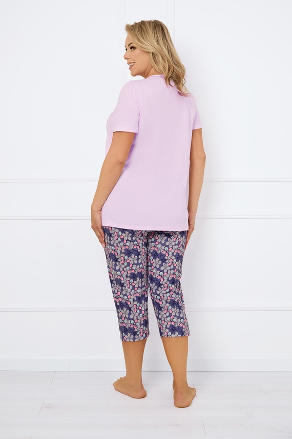 Carbonia Dámské pyžamo s krátkým rukávem, 3/4 kalhoty Italian Fashion - růžová/potisk