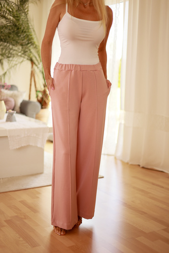 Flint - dámské bavlněné kalhoty volného střihu, 95% bavlna 5% elastan | Polská značka Mirale - růžová