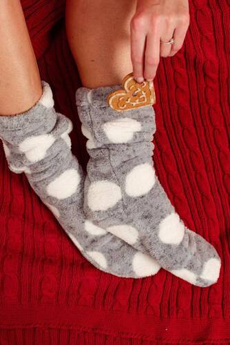 553/554 Wellsoft Smooth ponožky na spaní De Lafense - šedé velké kruhy