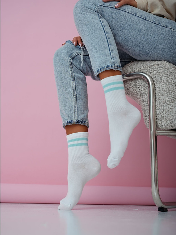 Dámské bavlněné ponožky Milena 0200-212 – pohodlné žebrované blue