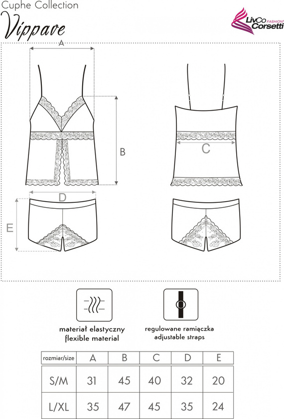 Vippave LC 90598 Set, košilka a šortky LivCo Corsetti Fashion