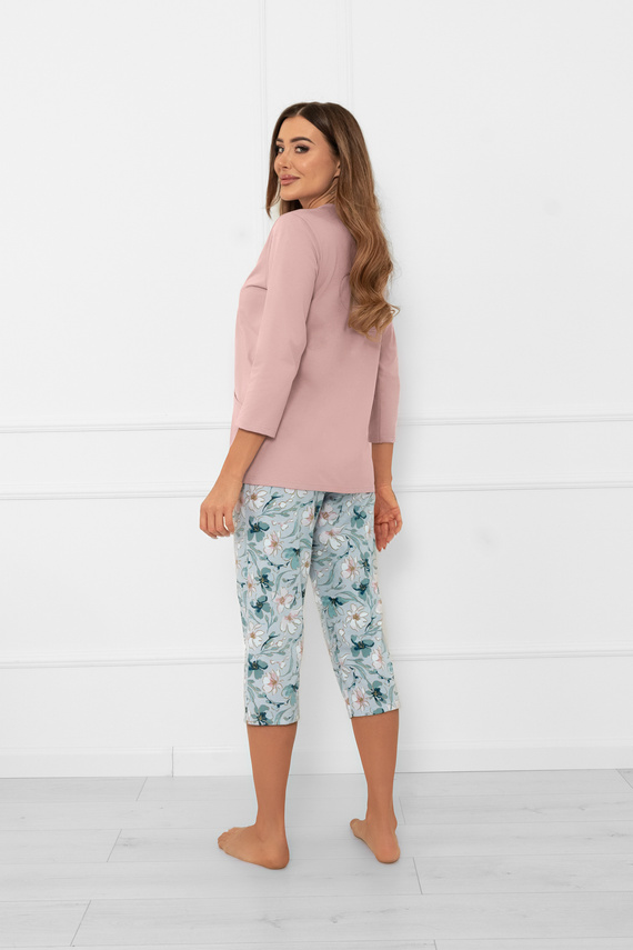 Dámské pyžamo Sekwoja - bavlna, 3/4 rukáv a kalhoty, s knoflíky Italian Fashion