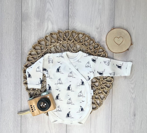 Kojenecké body BD16026 lodě – bavlněné body s dlouhým rukávem