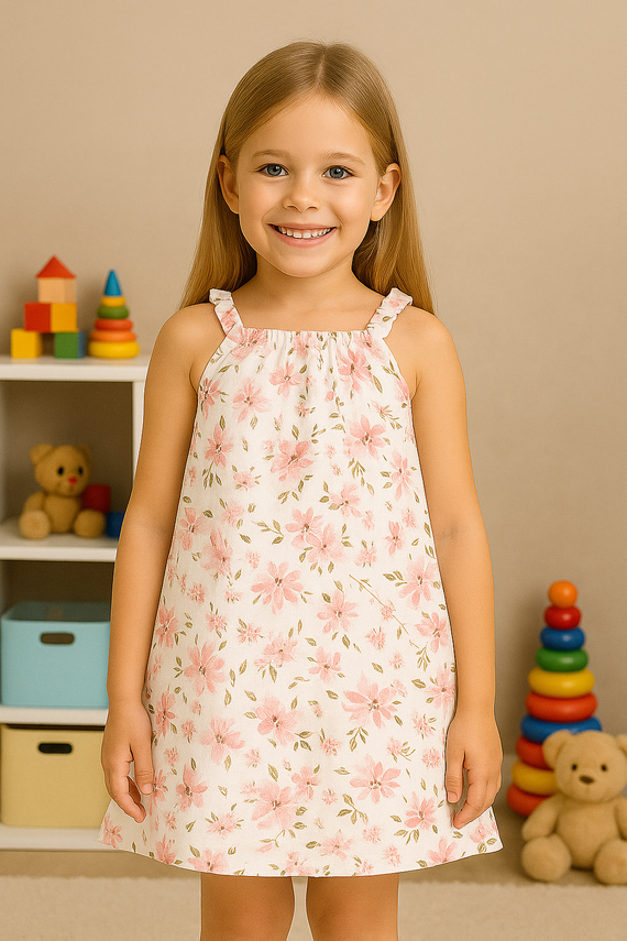 Mušelínové šaty bez ramínek Flowers ecru Pinokio s květinovým potiskem