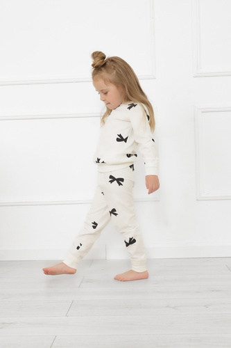 Dívčí pyžamo Figaro - ecru, bavlna, dlouhé rukávy a kalhoty Italian Fashion