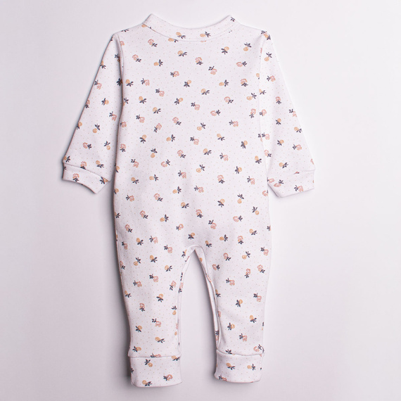 220032 Kojenecký overal Nicol 100% bavlna s dlouhým rukávem a jemným květinovým potiskem