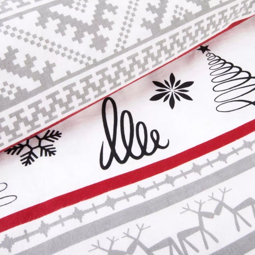 31514/1 Vánoční flanelové povlečení Flanelove Darymex šedá červená - sada 100% bavlna, hřejivá a měkká