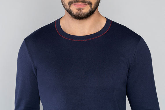 Horton Pánské pyžamo s dlouhým rukávem, dlouhé kalhoty Italian Fashion - tmavě modrá/potisk