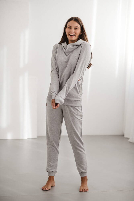 Milk Please bluza do karmienia Milk&Love z kapturem jasny szary melanż