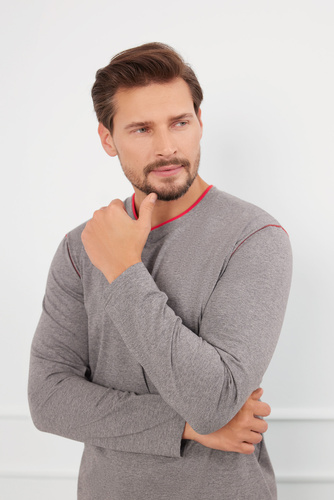 Ludwik Pánské pyžamo s dlouhým rukávem, dlouhé kalhoty Italská móda -¶r. melange