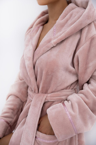 Amaris Dámský župan Sensis růžový - měkký župan s kapucí, elegantní a pohodlný