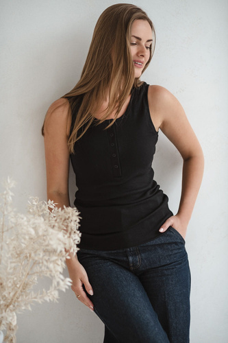 Těhotenské a kojící tričko - žebrované, bez ramínek Milk&Love černé