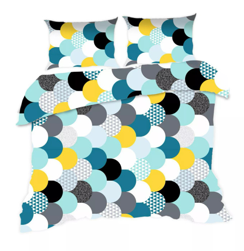 537N Bavlněné povlečení Classic E24 Extrapościel geometry tyrkysová - 100% bavlna, odolná, barevná, 2dílná sada