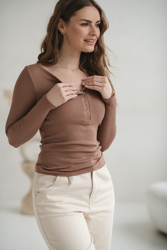 Tummy Milk&Love těhotenská a kojicí halenka viskóza toffee