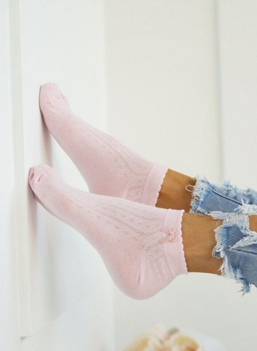 0859 Dámská chodidla s mašlí Milena - styl a pohodlí - růžová