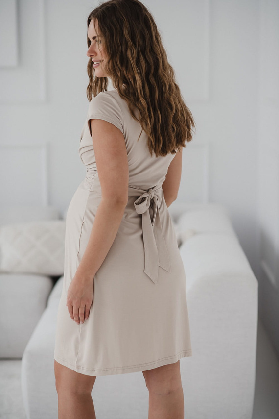 Loop sukienka ciążowa i do karmienia krótki rękaw Milk&Love jasny beż