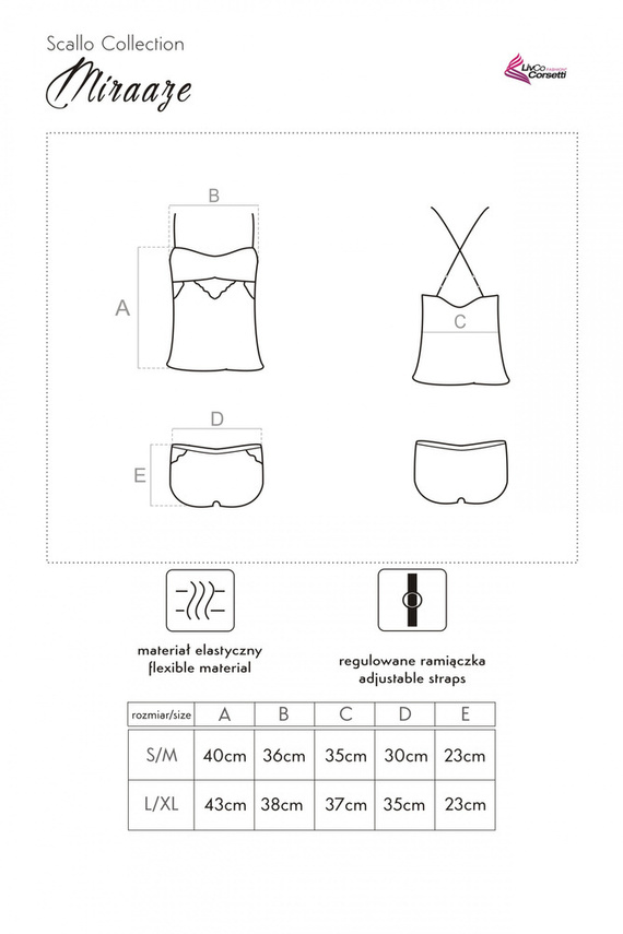 Miraaze Pink LC 90567 Set, košilka+šortky LivCo Corsetti Fashion