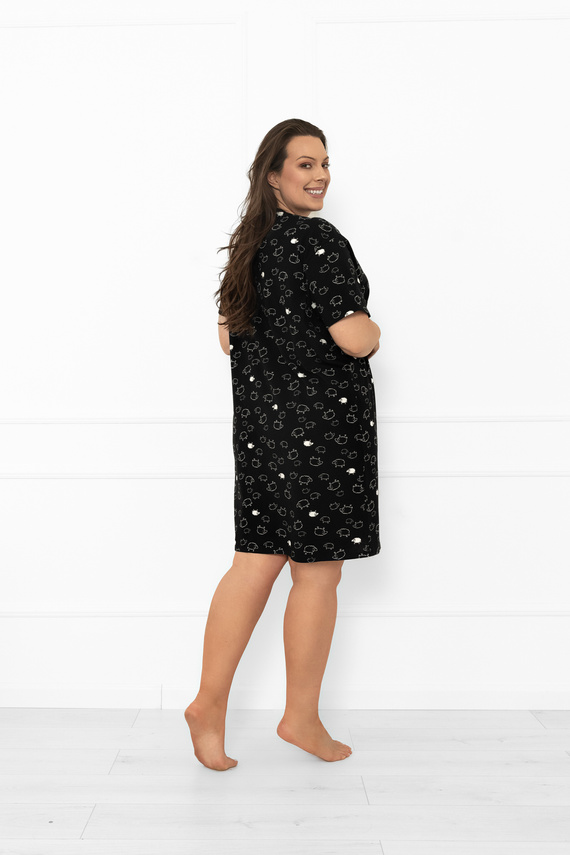 Dámská noční košile Bonnie - bavlna MEGA SOFT, černá z ovčí kůže Italian Fashion