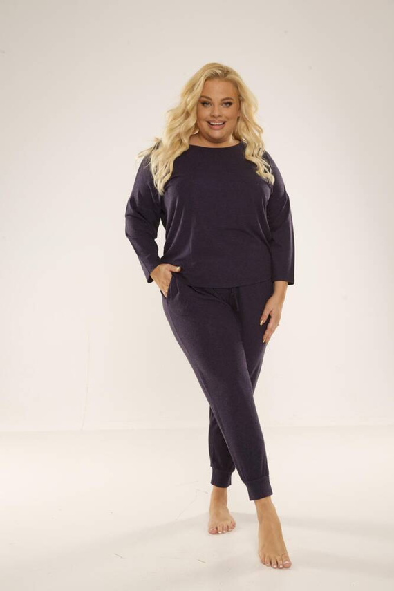 347 Paula Dámské pyžamo Plus Size De Lafense - tmavě modré